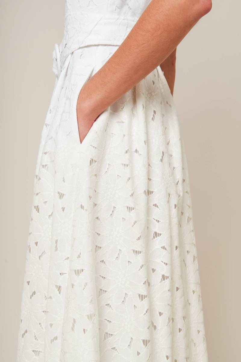 Isabelle Sleeveless Lace Dress, Off White