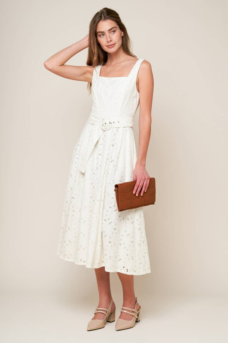 Isabelle Sleeveless Lace Dress, Off White