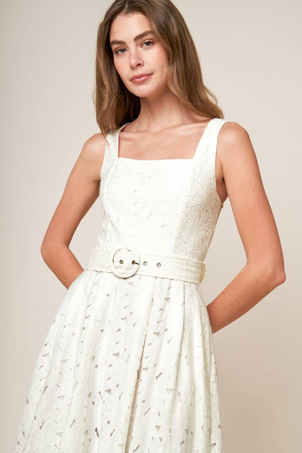 Isabelle Sleeveless Lace Dress, Off White