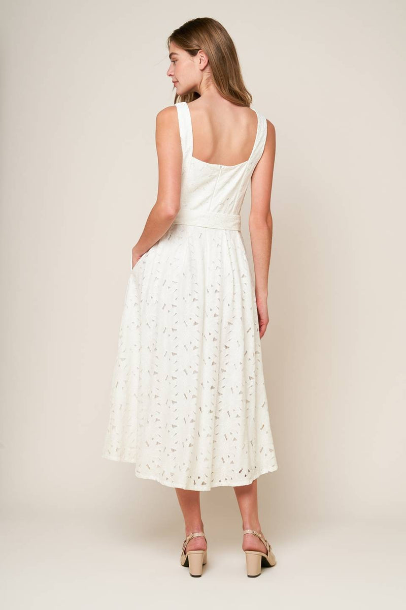 Isabelle Sleeveless Lace Dress, Off White