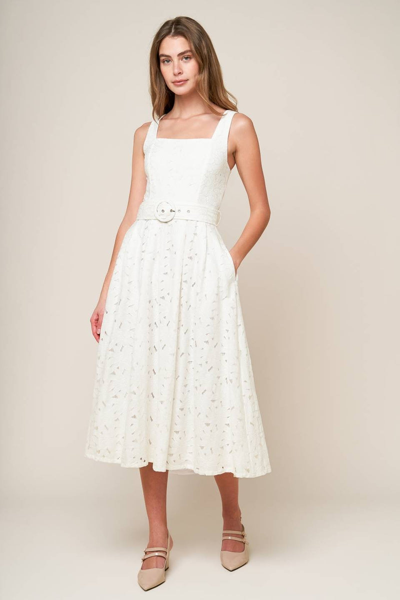 Isabelle Sleeveless Lace Dress, Off White