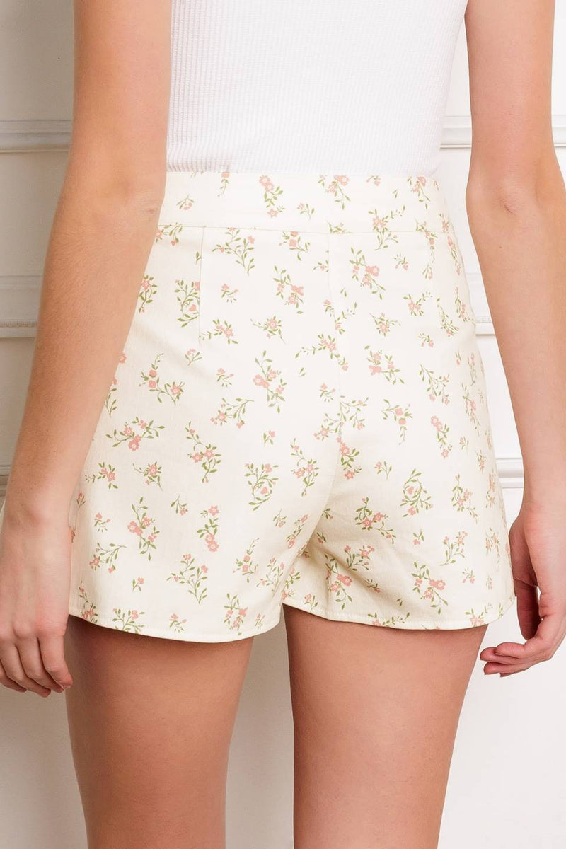 Kya Floral Woven Skort, Ivory