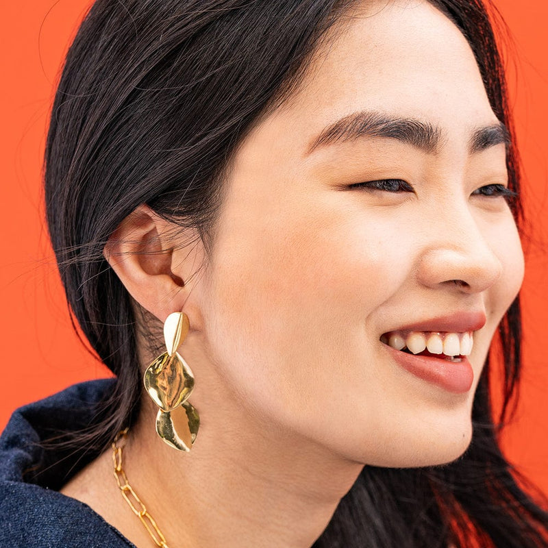 Flora Triple Leaf Dangle Earrings | Ink + Alloy