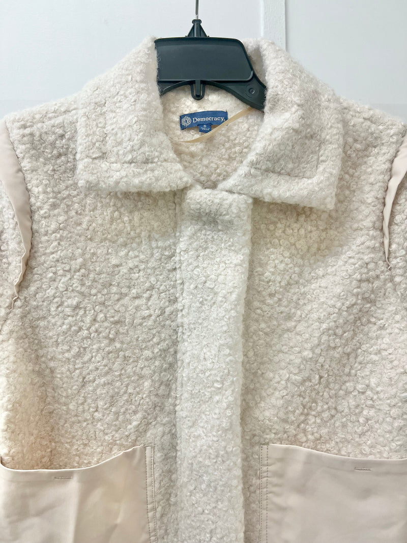 Santana Wide Collar Sherpa Jacket, Blanched Almond | Democracy