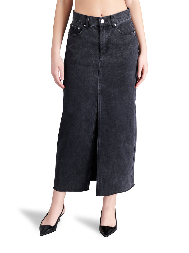 Avani Denim Skirt, Washed Black | Steve Madden