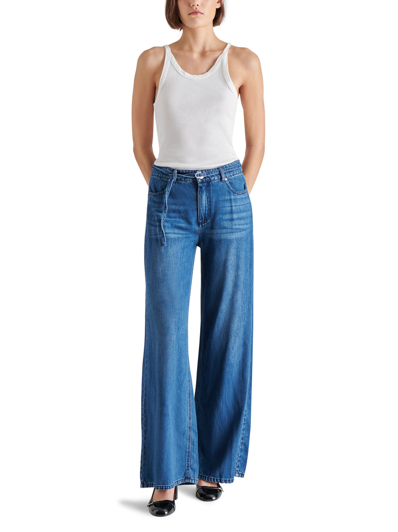 Serenity Wide Leg Denim Pant, Medium Blue | Steve Madden