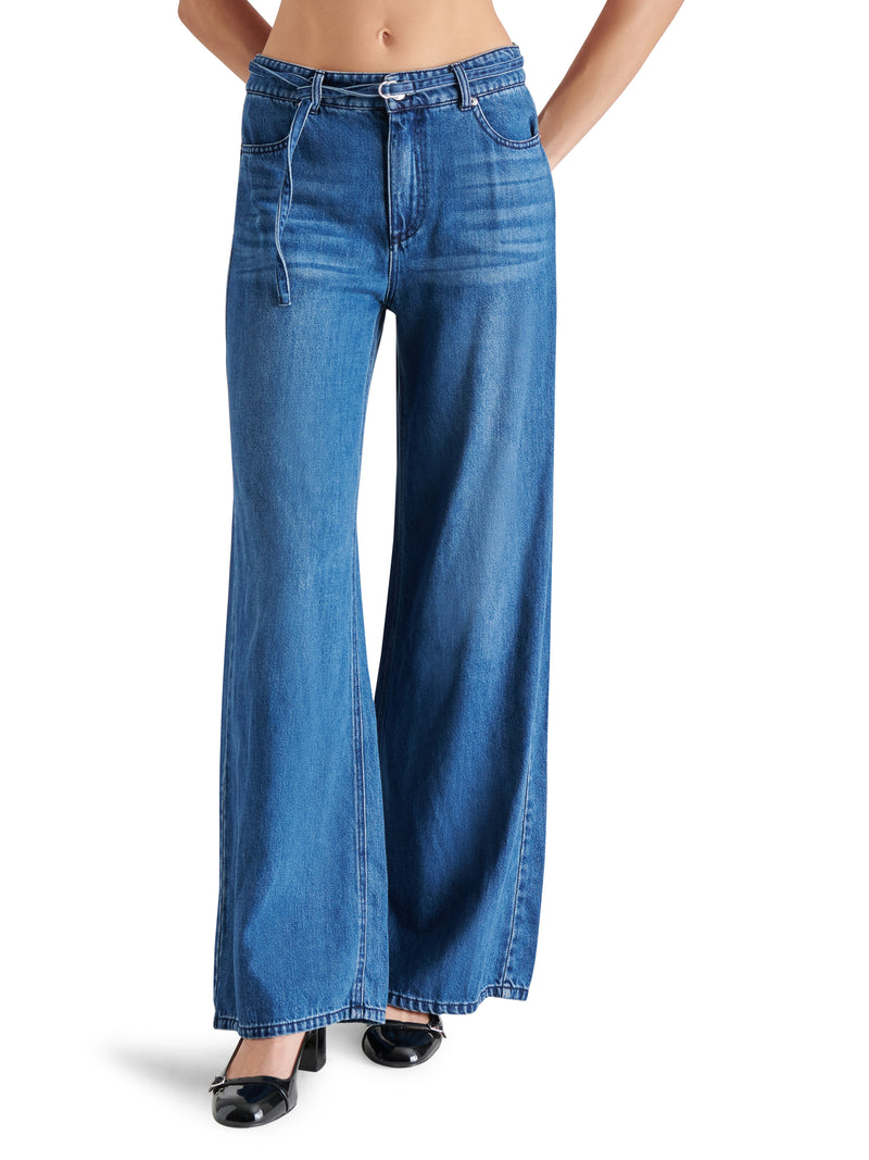 Serenity Wide Leg Denim Pant, Medium Blue | Steve Madden