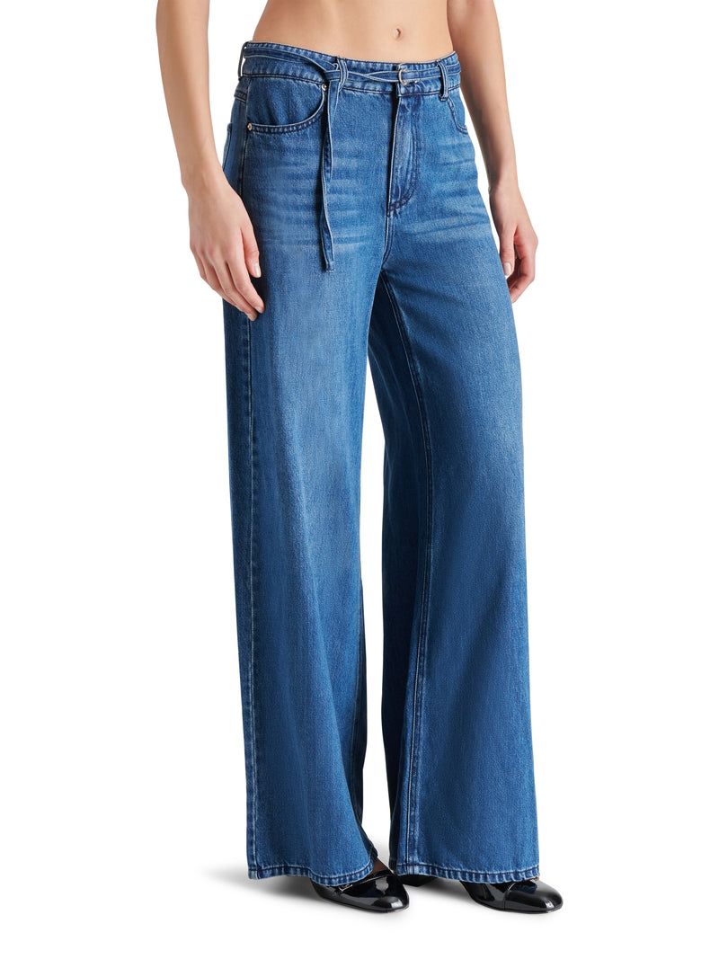 Serenity Wide Leg Denim Pant, Medium Blue | Steve Madden