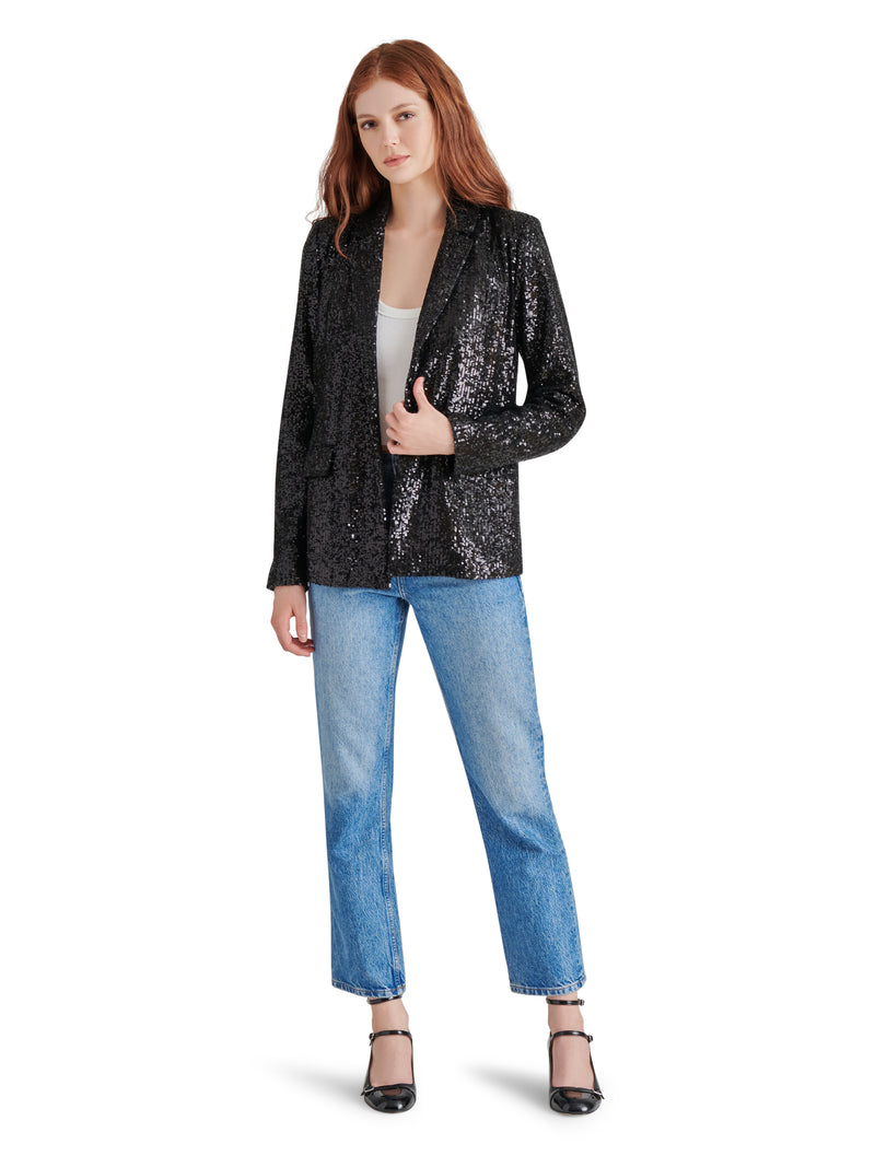 Payton Sequin Blazer, Black | Steve Madden