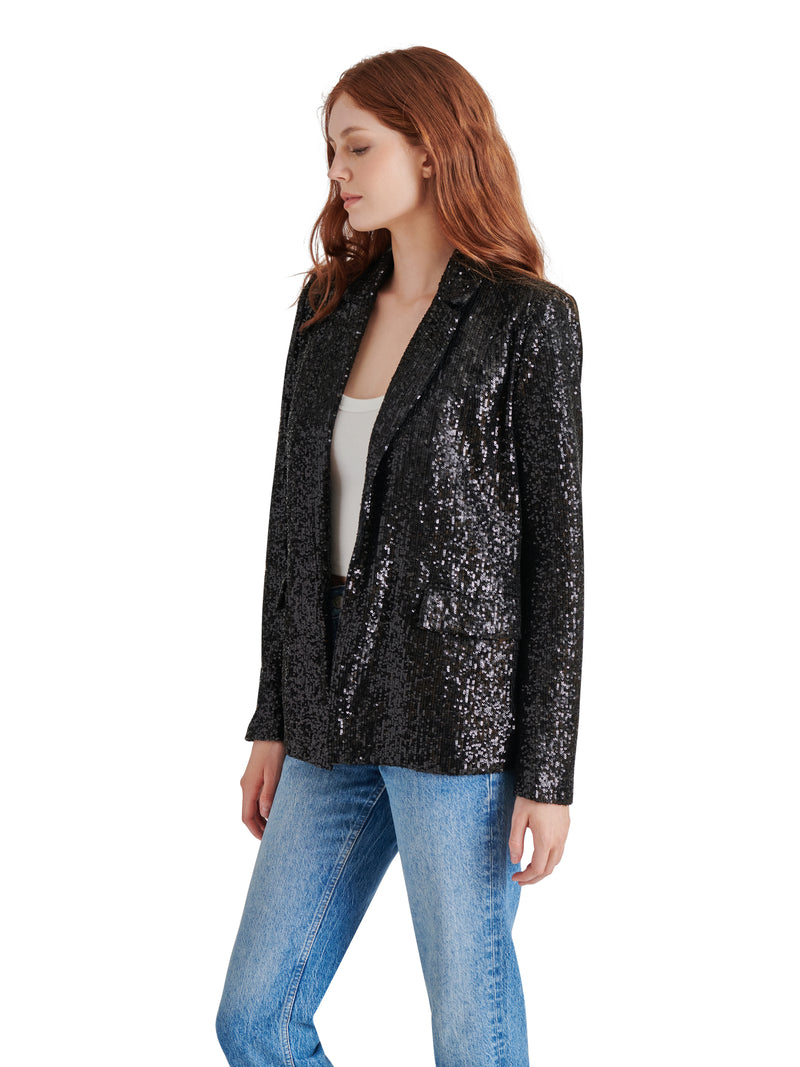 Payton Sequin Blazer, Black | Steve Madden