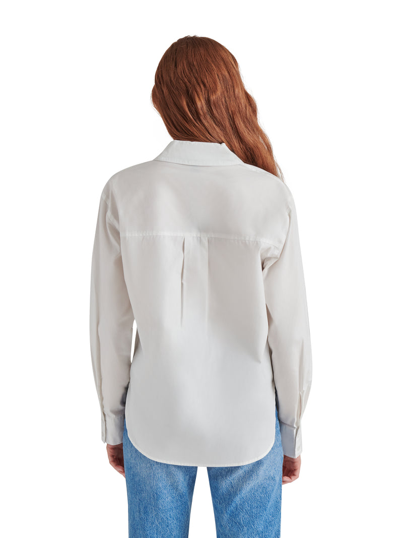 Merida Ruffled Shirt, Whisper White | Steve Madden