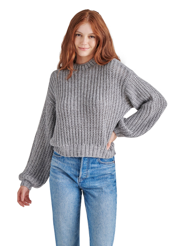 Martina Sequined Sweater, Heather Grey | Steve Madden