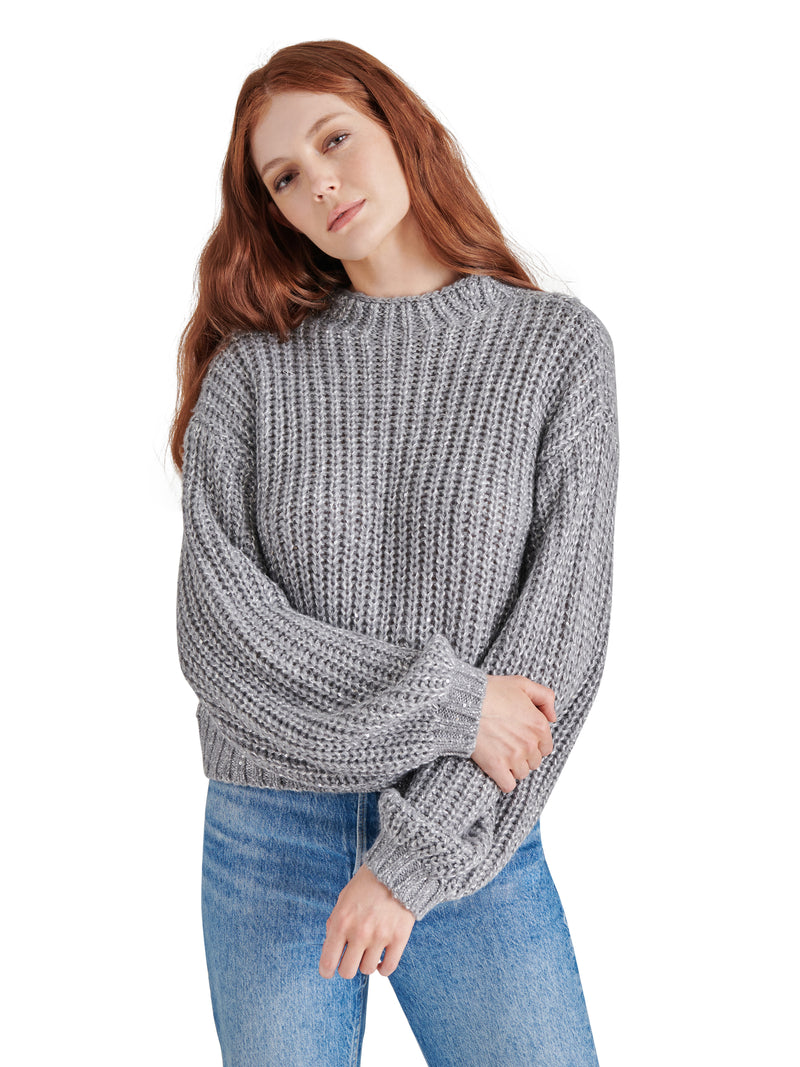 Martina Sequined Sweater, Heather Grey | Steve Madden