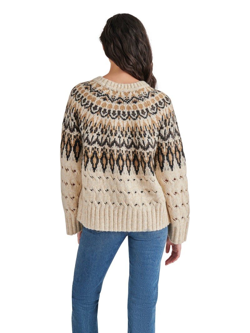 Suzette Fair Isle Sweater, Brown Multi | Steve Madden