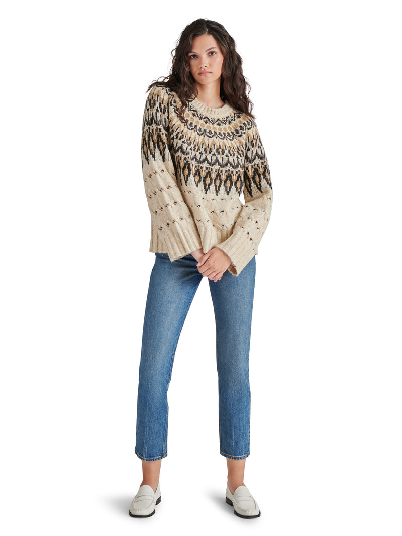 Suzette Fair Isle Sweater, Brown Multi | Steve Madden