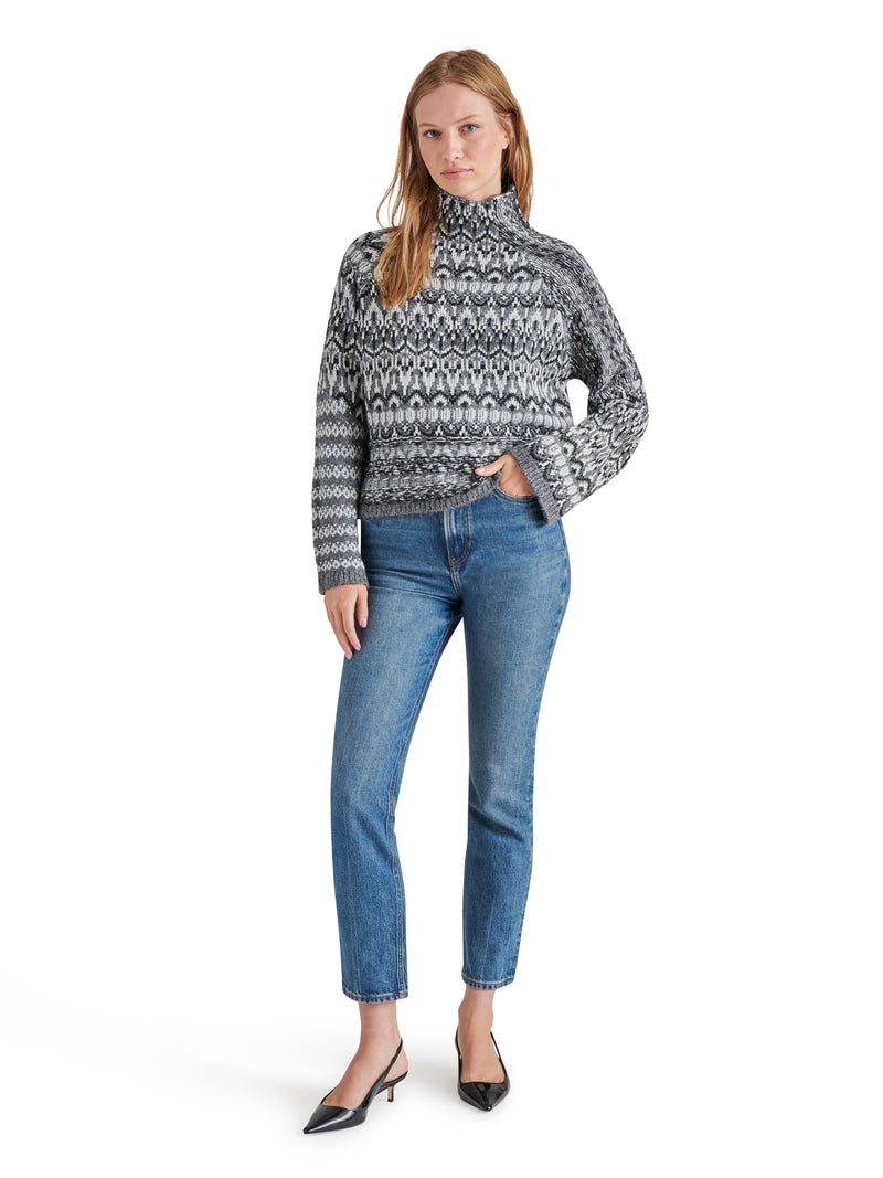 Indie Fair Isle Sweater, Charcoal Grey | Steve Madden