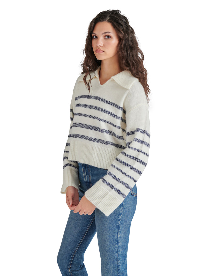 Esther Striped Sweater, Cloud Cream | Steve Madden