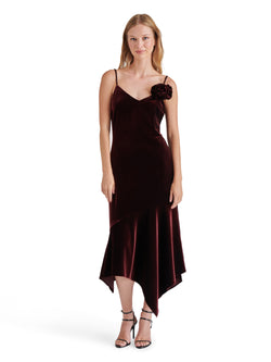 Lucille Velvet Dress, Wine | Steve Madden