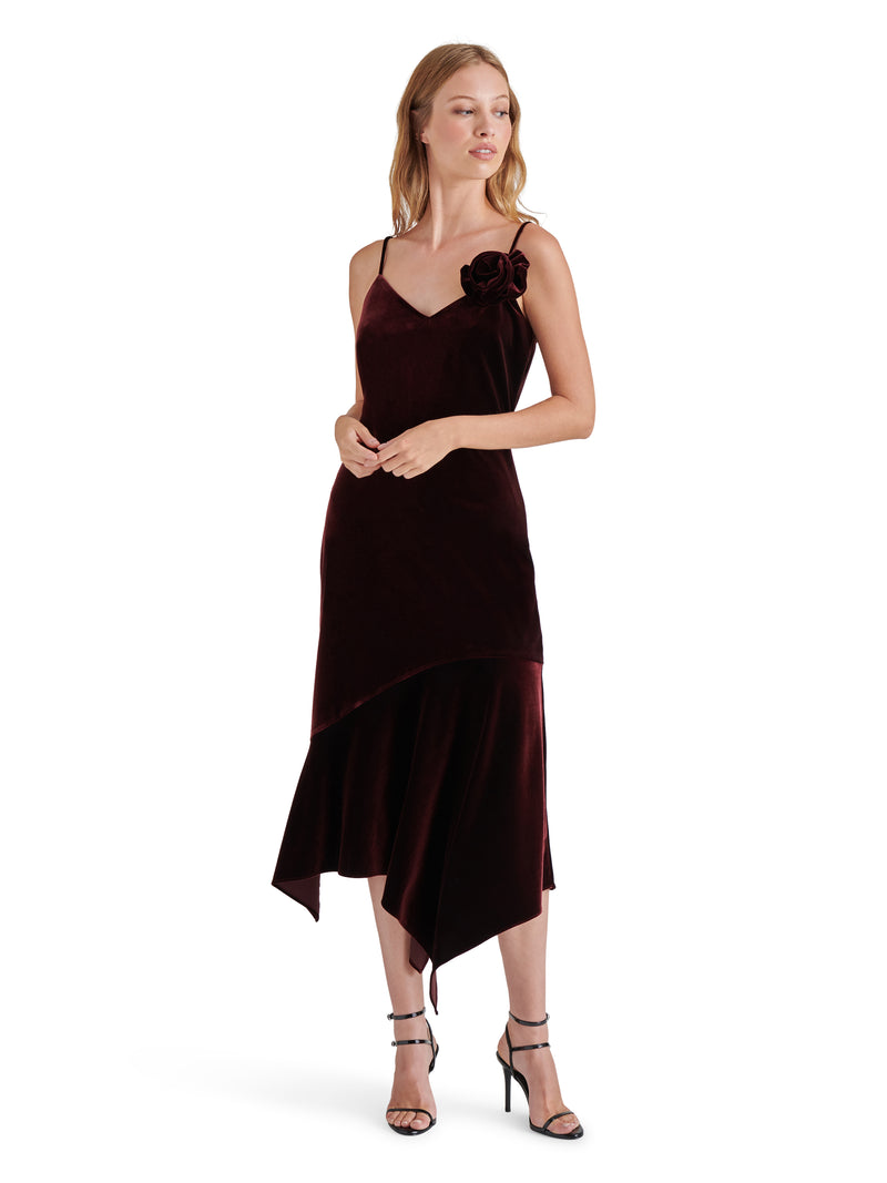 Lucille Velvet Dress, Wine | Steve Madden