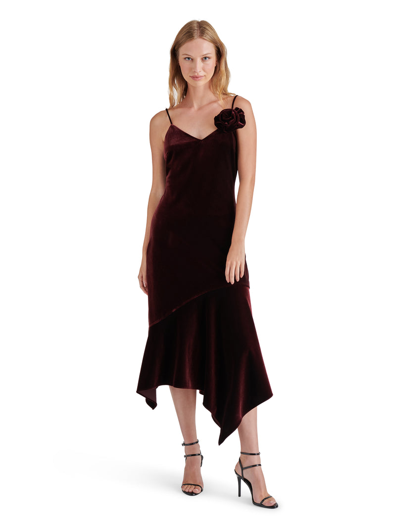 Lucille Velvet Dress, Wine | Steve Madden