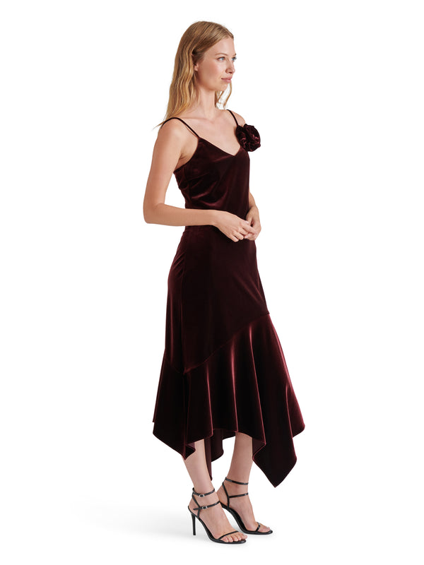 Lucille Velvet Dress, Wine | Steve Madden