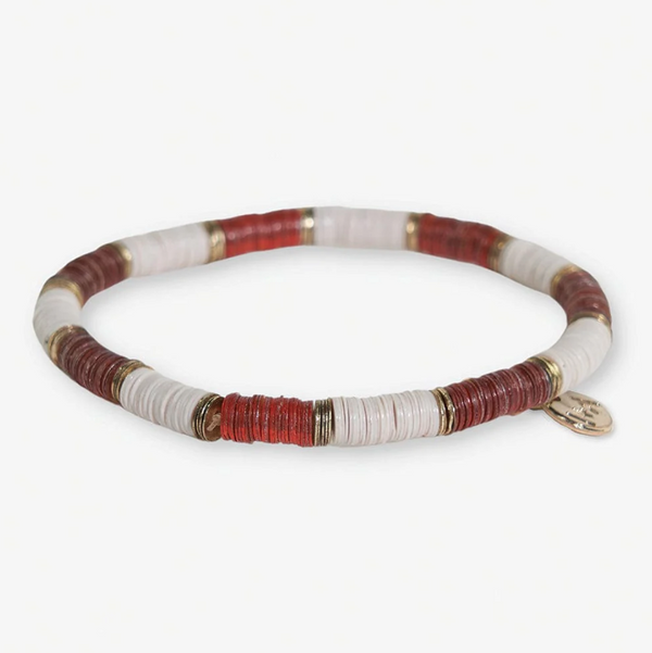 Grace Two-Colorblock Stretch Bracelet, Rust/Ivory | Ink + Alloy