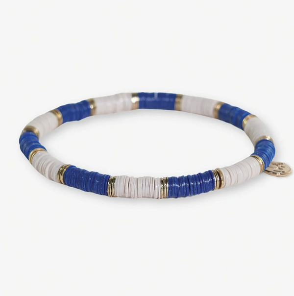 Grace Two-Colorblock Stretch Bracelet, Blue/Ivory | Ink + Alloy