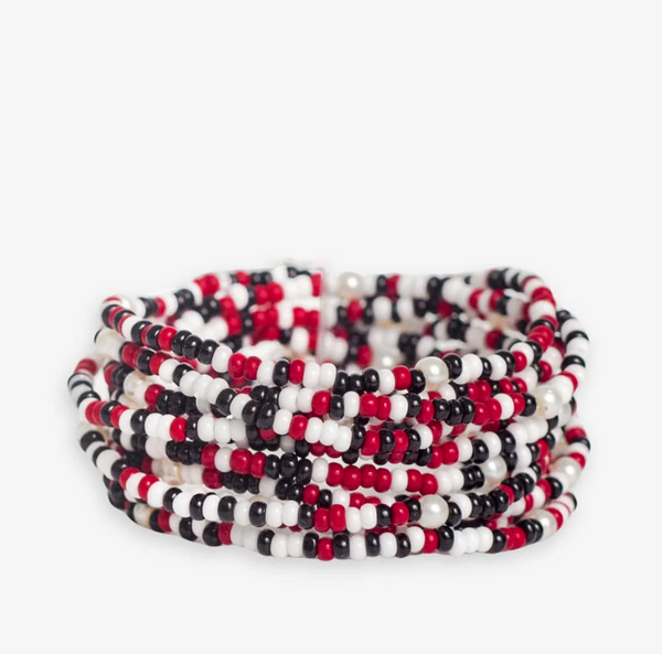 Set of 10 Stretch Bracelets, Black/Red/White | Ink + Alloy