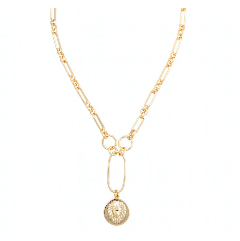 Zoe Lion Medallion Lariat | Sahira Jewelry