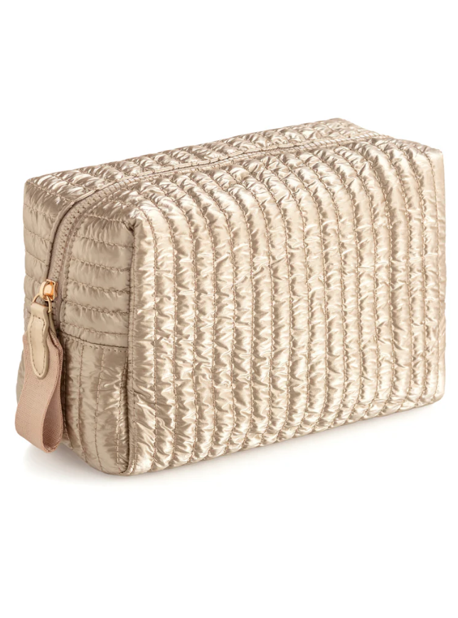 Logan Large Boxy Cosmetic Pouch, Gold