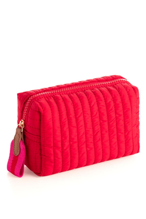 Ezra Small Boxy Cosmetic Pouch, Red