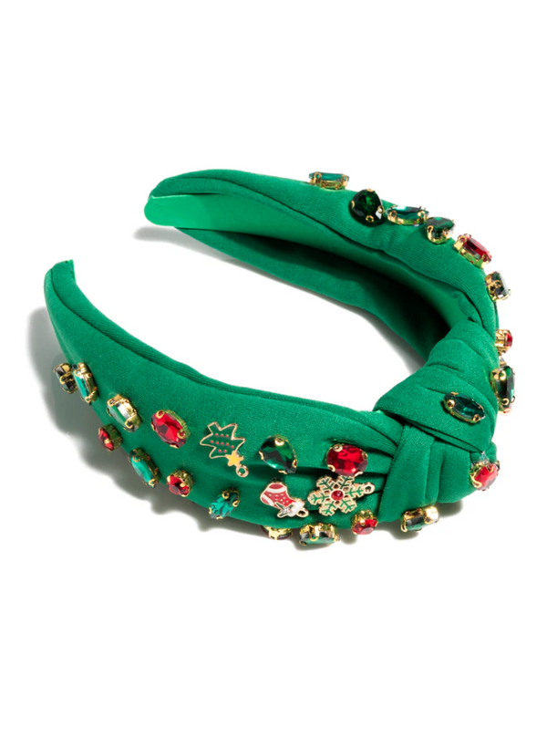 Merry Rhinestone Studded Headband, Green