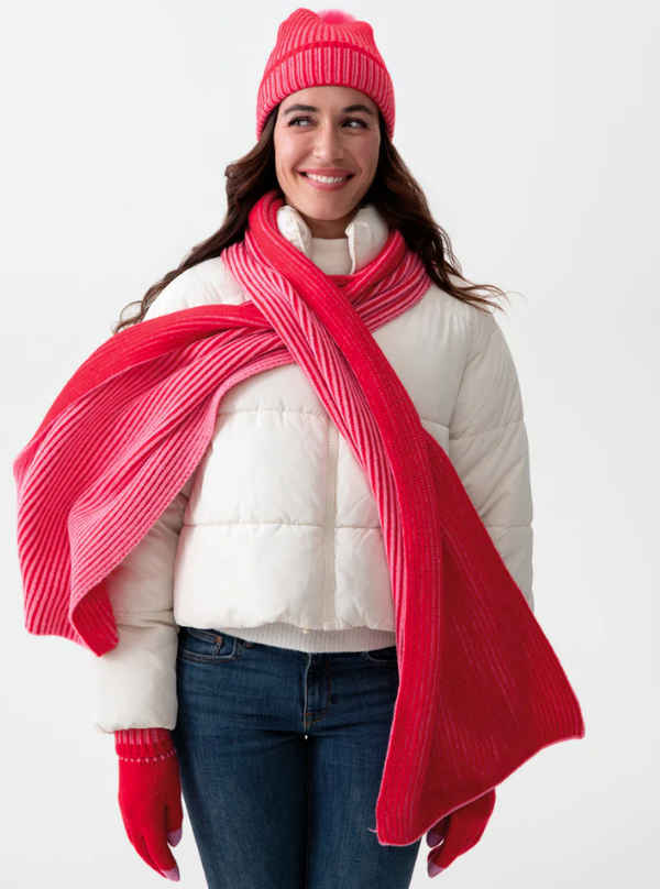 Christie Reversible Scarf, Red/Pink