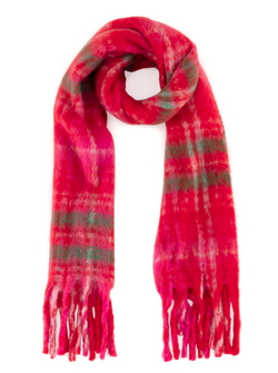 Renata Plaid Scarf, Red Multi