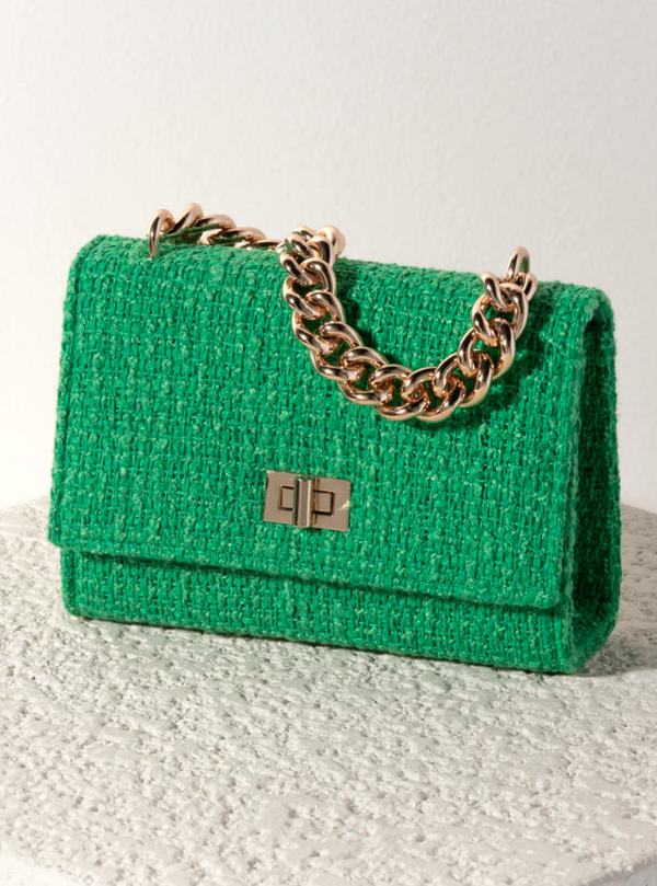 Billie Mini Tweed Handbag, Green