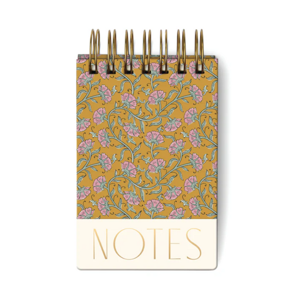 Chunky Top Spiral Notepad, Gold Vintage Floral