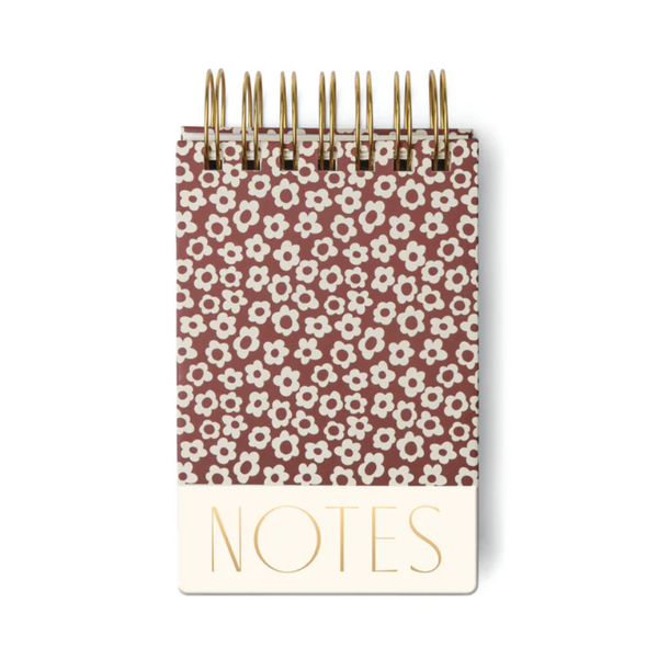 Chunky Top Spiral Notepad, Burgundy Groovy Floral