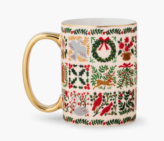 Holiday Mug With Gold Handle, Christmastide | Rifle Paper Co.