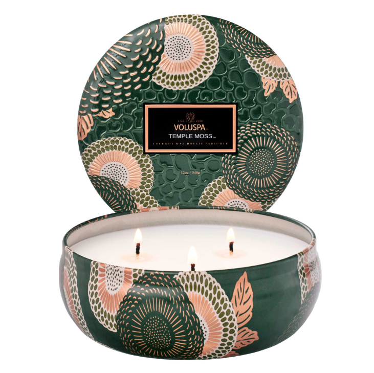 3 Wick Tin Candle, Temple Moss | Voluspa