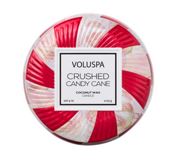 Seasonal Mini Tin Candle, Crushed Candy Cane | Voluspa