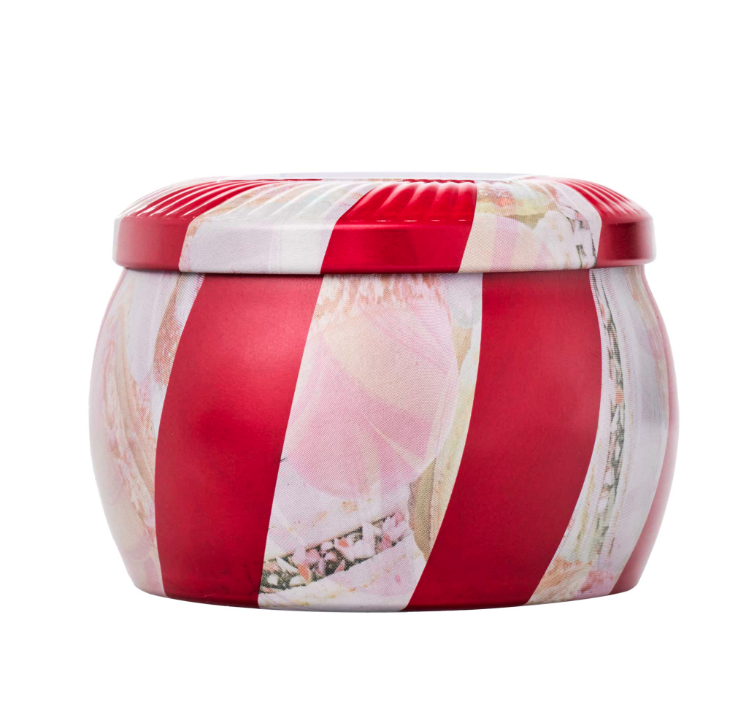 Seasonal Mini Tin Candle, Crushed Candy Cane | Voluspa