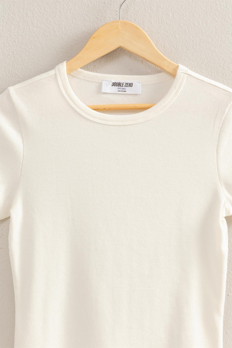 Emerson Rib Knit Tee, Off White