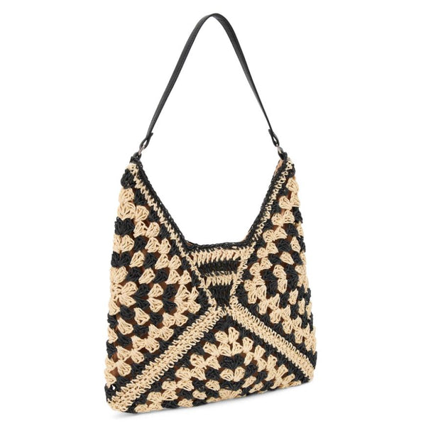 Ariel Raffia Hobo Bag, Black Multi | Beach by Matisse