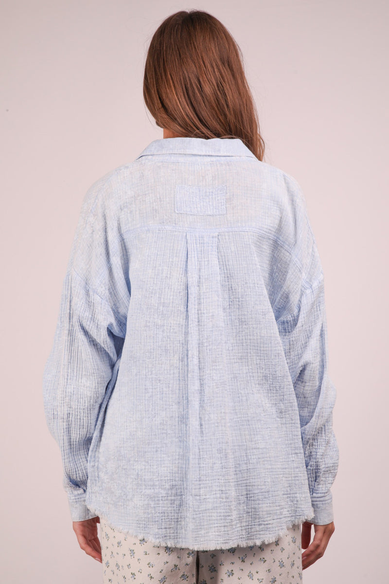 Luna Mineral Washed Gauze Shirt, Sky