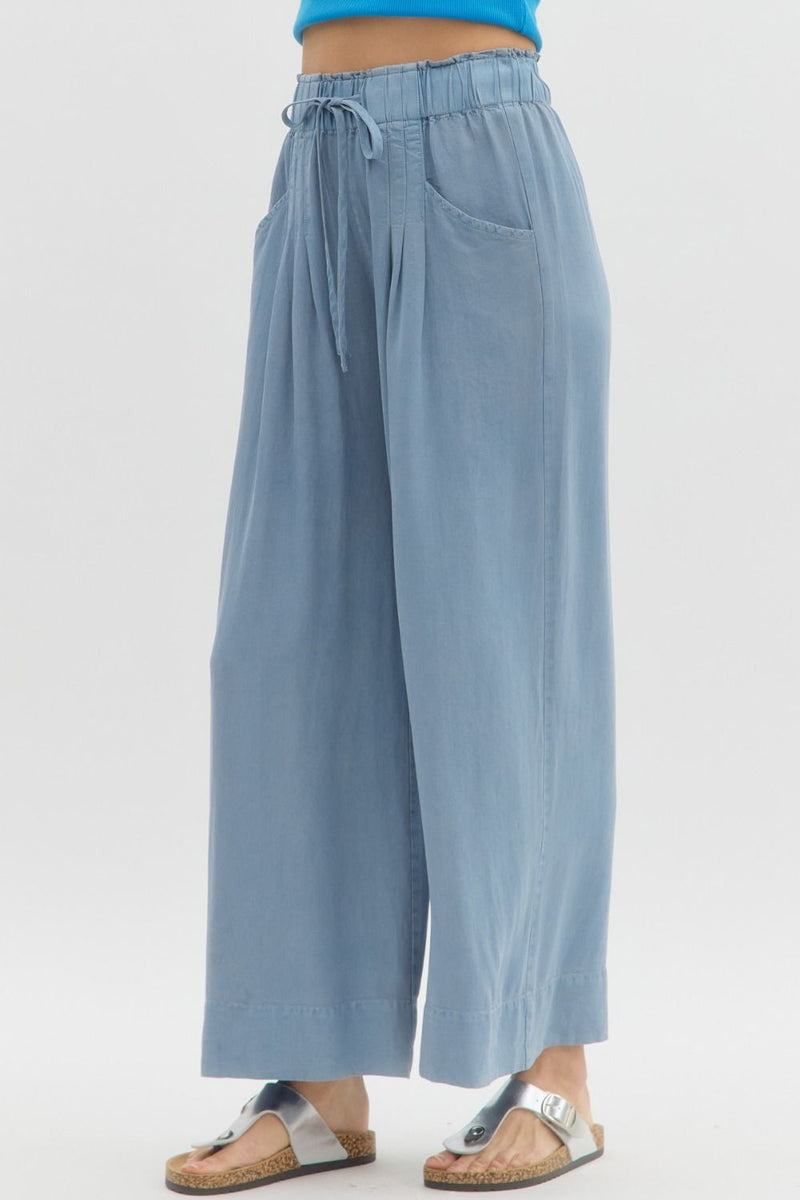 Eugenia Wide Leg Pants, Light Denim