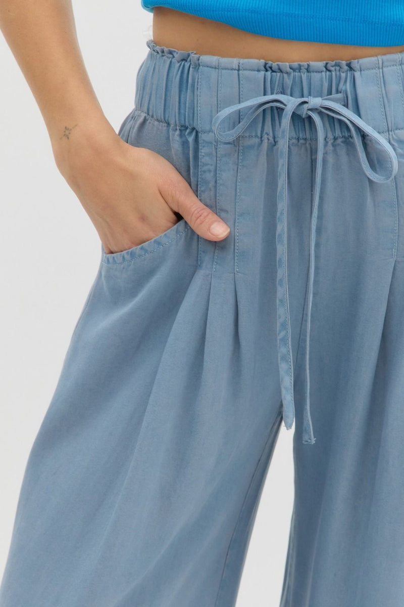 Eugenia Wide Leg Pants, Light Denim