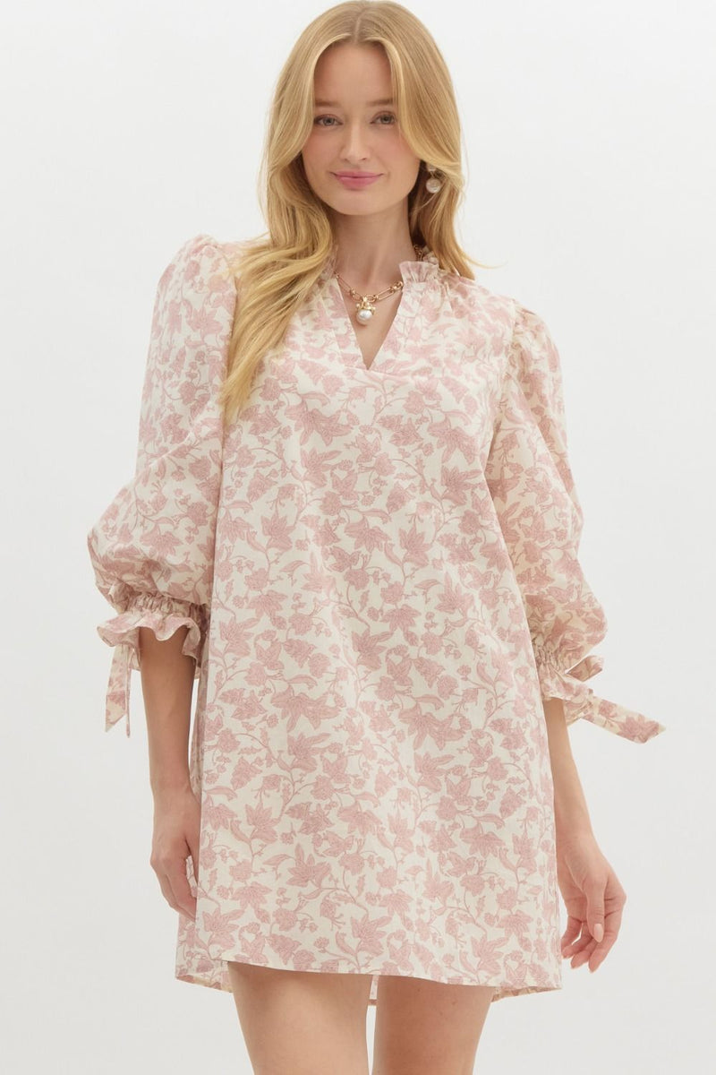 Tierney Floral Puff Sleeve Dress, Rosey