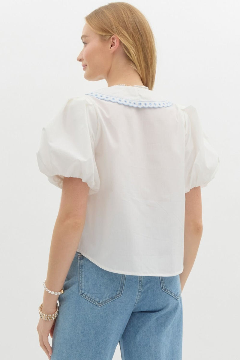 Merritt Embroidered Blouse, White