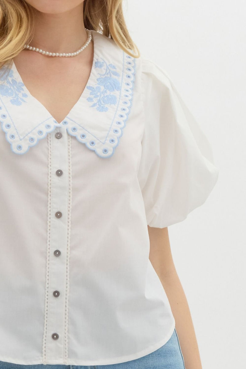 Merritt Embroidered Blouse, White