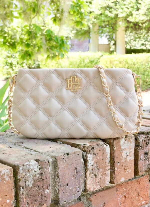 Livi Quilted Small Crossbody, Taupe